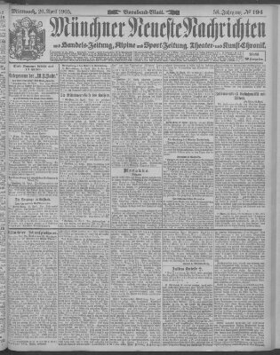 Münchner neueste Nachrichten Mittwoch 26. April 1905