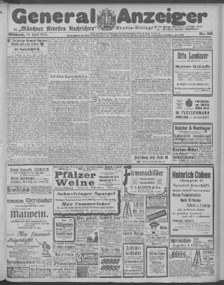 Münchner neueste Nachrichten Mittwoch 26. April 1905