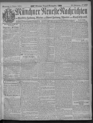 Münchner neueste Nachrichten Montag 4. Oktober 1897