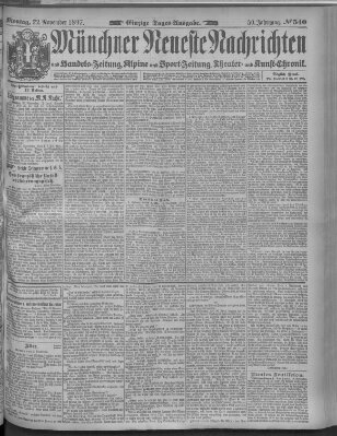 Münchner neueste Nachrichten Montag 22. November 1897