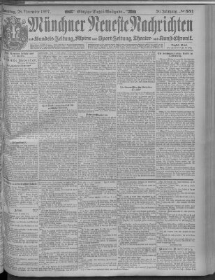 Münchner neueste Nachrichten Sonntag 28. November 1897