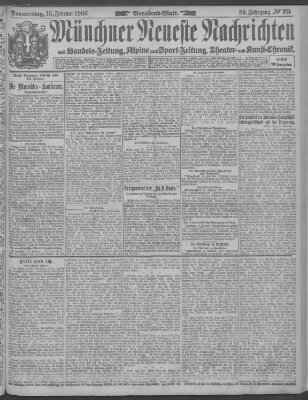 Münchner neueste Nachrichten Donnerstag 15. Februar 1906