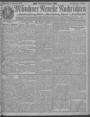 Münchner neueste Nachrichten Freitag 16. Februar 1906