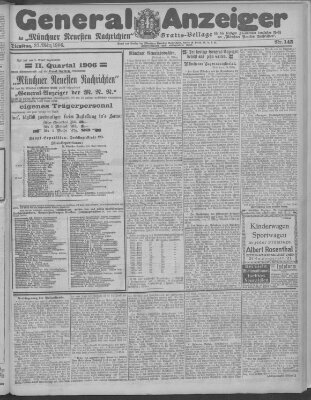 Münchner neueste Nachrichten Dienstag 27. März 1906