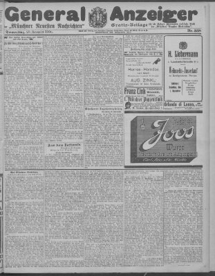 Münchner neueste Nachrichten Donnerstag 29. November 1906