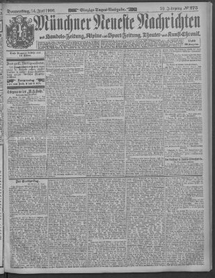 Münchner neueste Nachrichten Donnerstag 14. Juni 1906