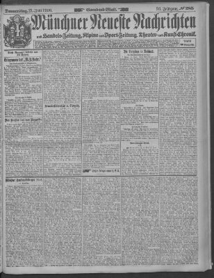 Münchner neueste Nachrichten Donnerstag 21. Juni 1906