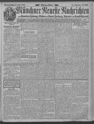 Münchner neueste Nachrichten Donnerstag 21. Juni 1906