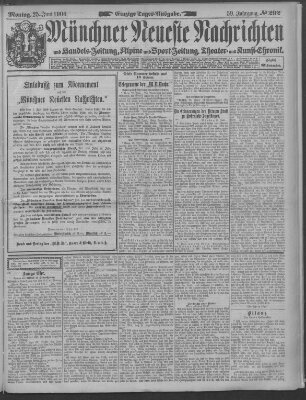 Münchner neueste Nachrichten Montag 25. Juni 1906
