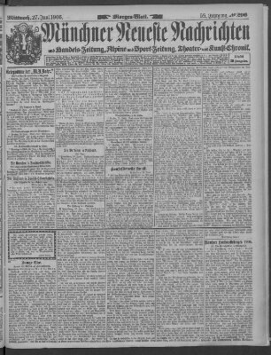 Münchner neueste Nachrichten Mittwoch 27. Juni 1906