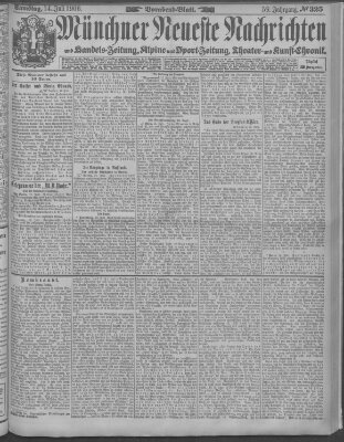 Münchner neueste Nachrichten Samstag 14. Juli 1906