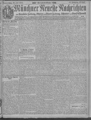 Münchner neueste Nachrichten Donnerstag 26. Juli 1906