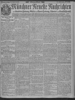 Münchner neueste Nachrichten Donnerstag 19. April 1906