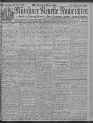 Münchner neueste Nachrichten Donnerstag 26. April 1906