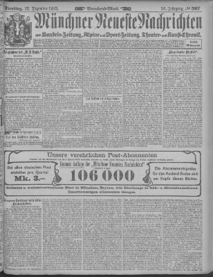 Münchner neueste Nachrichten Dienstag 22. Dezember 1903