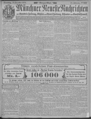 Münchner neueste Nachrichten Dienstag 29. Dezember 1903