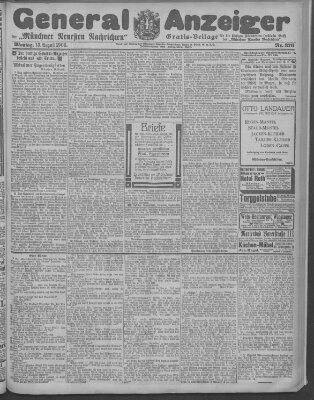 Münchner neueste Nachrichten Montag 13. August 1906