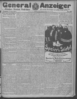 Münchner neueste Nachrichten Dienstag 14. August 1906