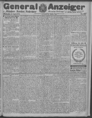 Münchner neueste Nachrichten Mittwoch 22. August 1906