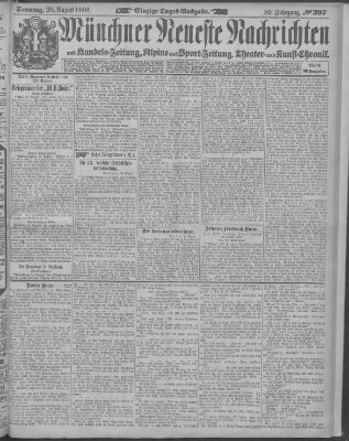 Münchner neueste Nachrichten Sonntag 26. August 1906