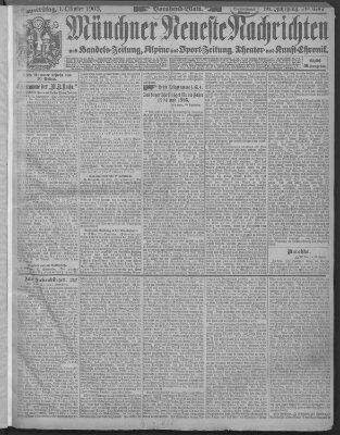 Münchner neueste Nachrichten Donnerstag 1. Oktober 1903