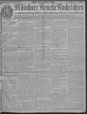 Münchner neueste Nachrichten Samstag 3. Oktober 1903