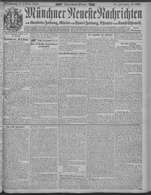 Münchner neueste Nachrichten Mittwoch 21. Oktober 1903