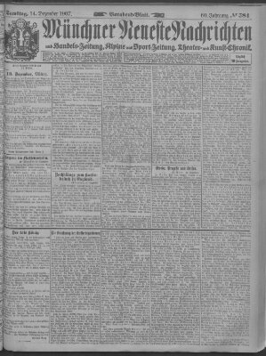 Münchner neueste Nachrichten Samstag 14. Dezember 1907