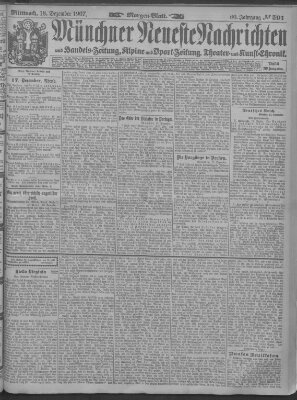 Münchner neueste Nachrichten Mittwoch 18. Dezember 1907