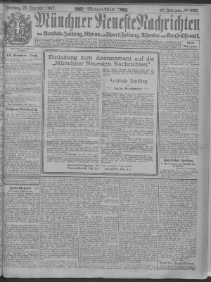 Münchner neueste Nachrichten Freitag 20. Dezember 1907