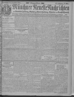 Münchner neueste Nachrichten Dienstag 24. Dezember 1907