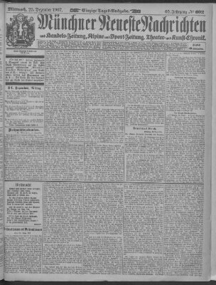 Münchner neueste Nachrichten Mittwoch 25. Dezember 1907