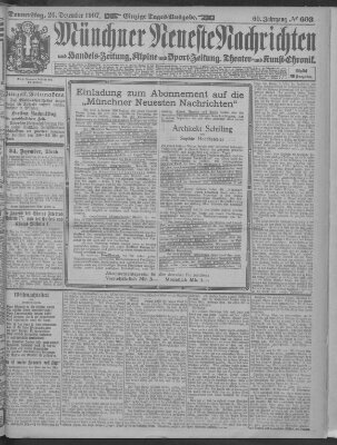 Münchner neueste Nachrichten Donnerstag 26. Dezember 1907