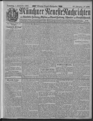 Münchner neueste Nachrichten Sonntag 1. September 1907