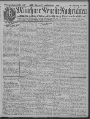 Münchner neueste Nachrichten Montag 2. September 1907