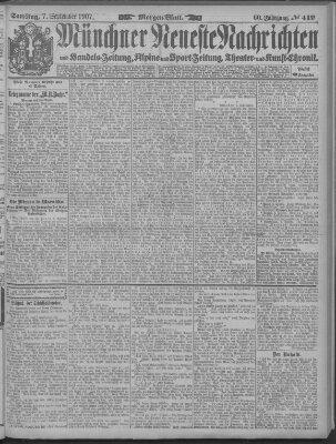 Münchner neueste Nachrichten Samstag 7. September 1907