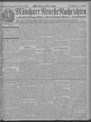 Münchner neueste Nachrichten Donnerstag 19. September 1907