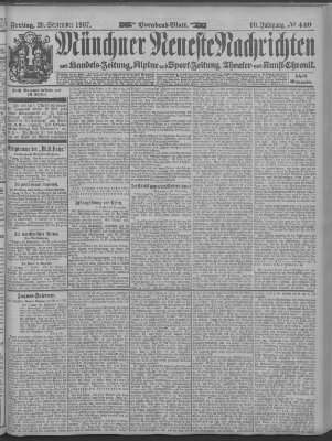 Münchner neueste Nachrichten Freitag 20. September 1907