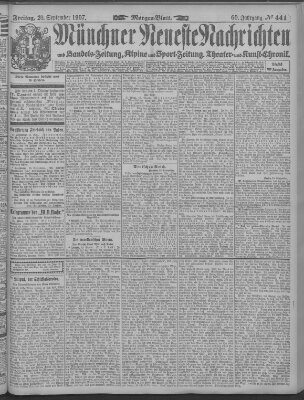 Münchner neueste Nachrichten Freitag 20. September 1907