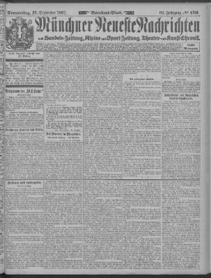 Münchner neueste Nachrichten Donnerstag 26. September 1907