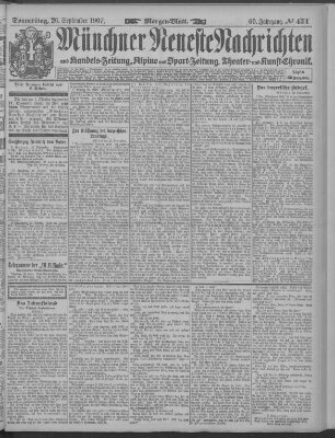 Münchner neueste Nachrichten Donnerstag 26. September 1907