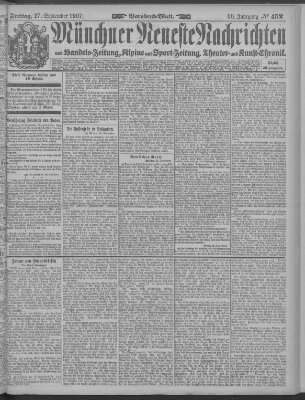 Münchner neueste Nachrichten Freitag 27. September 1907