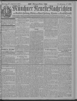 Münchner neueste Nachrichten Freitag 27. September 1907