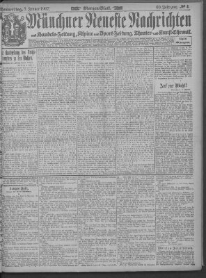 Münchner neueste Nachrichten Donnerstag 3. Januar 1907