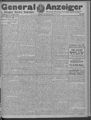 Münchner neueste Nachrichten Dienstag 15. Januar 1907