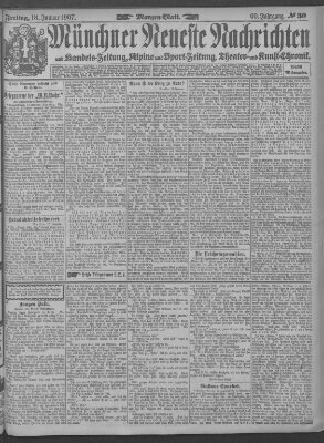 Münchner neueste Nachrichten Freitag 18. Januar 1907