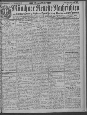 Münchner neueste Nachrichten Donnerstag 24. Januar 1907