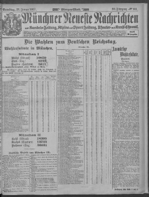 Münchner neueste Nachrichten Samstag 26. Januar 1907