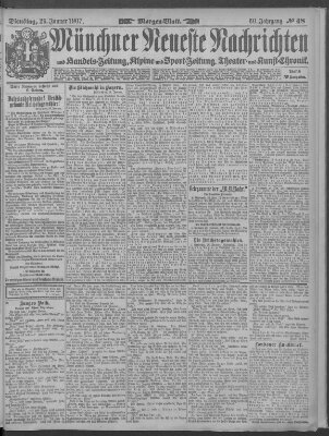 Münchner neueste Nachrichten Dienstag 29. Januar 1907