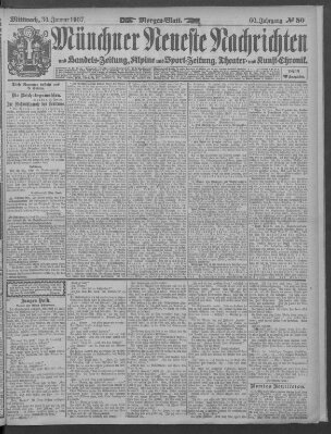 Münchner neueste Nachrichten Mittwoch 30. Januar 1907